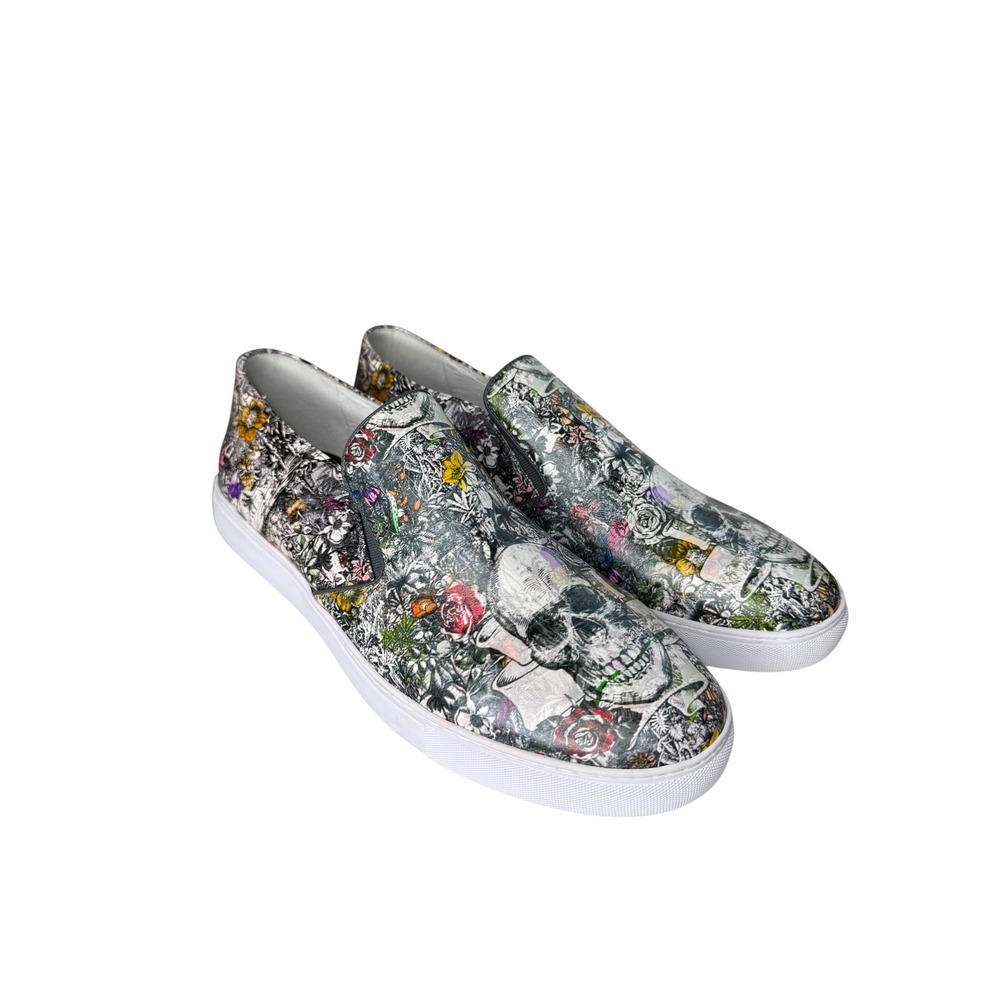 Robert Graham Mens Skull Floral Slip On Sneakers Multi Color RG5589SXL Size 12